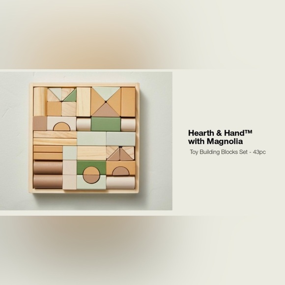 hearth & hand with magnolia toy building blocks set wood 43 pieces NWT NEW - Picture 3 of 7